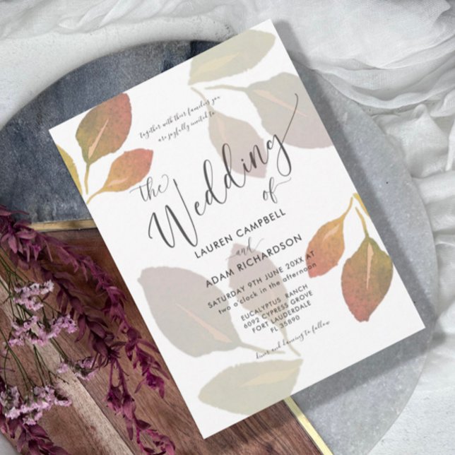  Modern Terracotta Watercolor Foliage Wedding Invitation (Creator Uploaded)