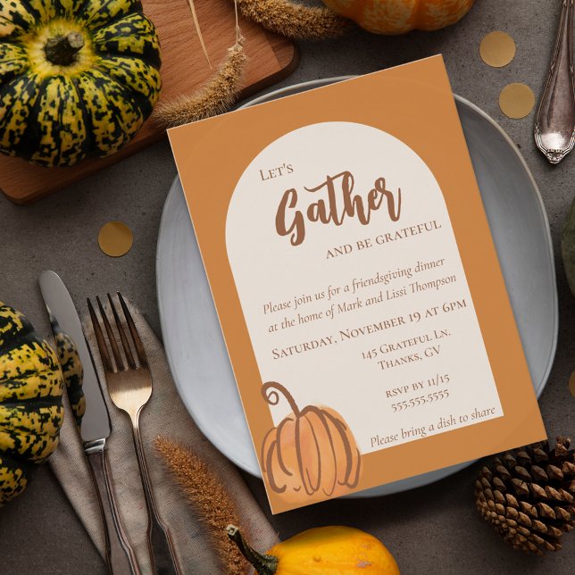 Modern Terracotta Watercolor Pumpkin Friendsgiving Invitation (Modern Terracotta Watercolor Pumpkin Friendsgiving Invitation)