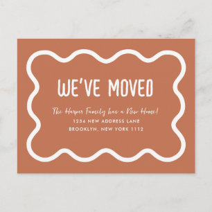 Modern Terracotta Wavy Border We've Moved Moving Announcement Postcard