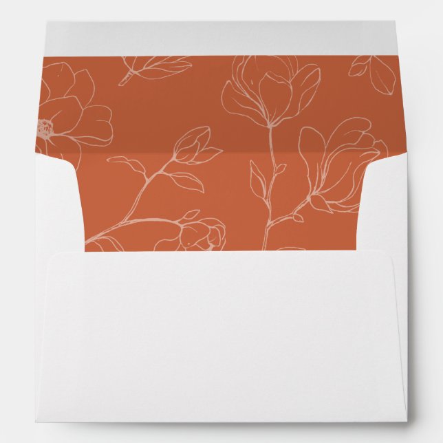 Modern Terracotta Wedding Floral Envelope (Back (Bottom))