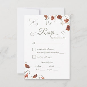Modern Terracotta Wedding Meal Choice RSVP Card