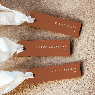 Modern Terracotta Wedding Name Place Cards