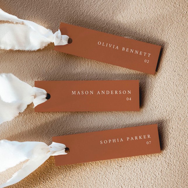 Modern Terracotta Wedding Name Place Cards (Delivered untrimmed)