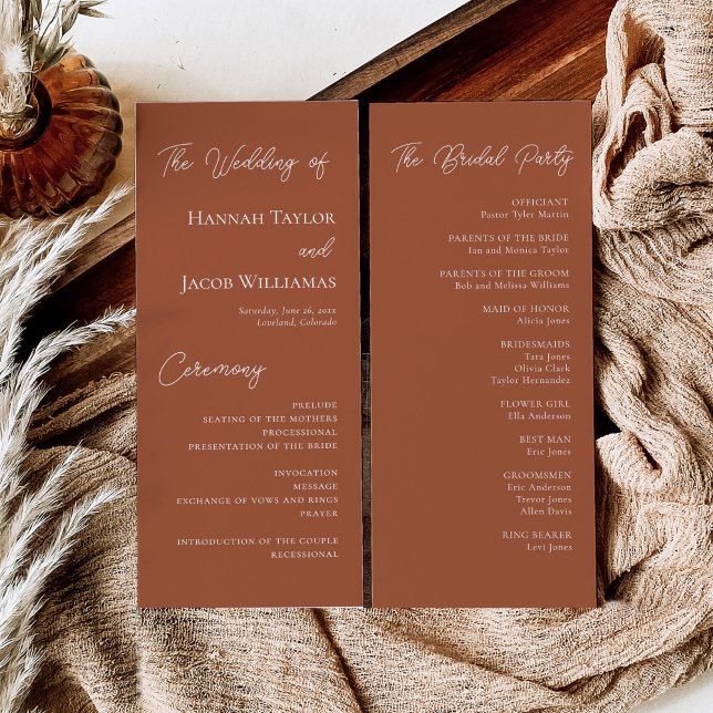 Modern Terracotta Wedding Programme (Creator Uploaded)