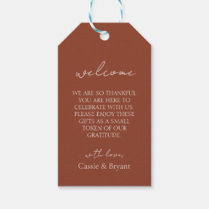Modern Terracotta Wedding Welcome Basket Bag Gift Tags