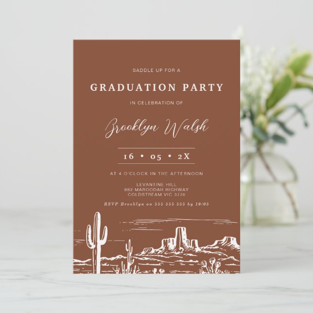 Modern Terracotta Western Graduation Invitation (Standing Front)