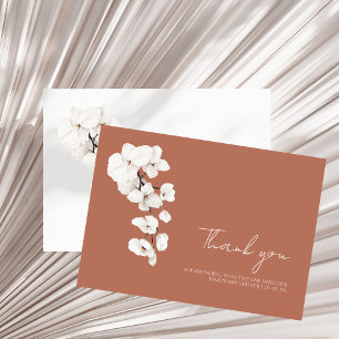 Modern Terracotta White Orchid Floral Baby Shower Thank You Card