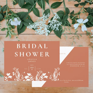 Modern Terracotta White Wildflower Bridal Shower Invitation