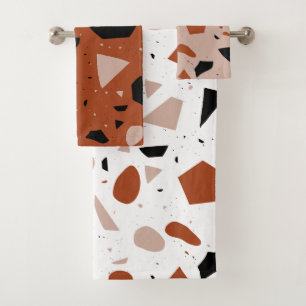Modern Terrazzo Geometric Pattern Bath Towel Set