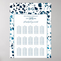 Modern Terrazzo Mosaic Blue Wedding Seating Chart