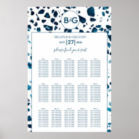 Modern Terrazzo Mosaic Blue Wedding Seating Chart