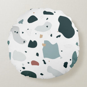 Modern Terrazzo Pattern – Abstract Mid Century Sea Round Cushion
