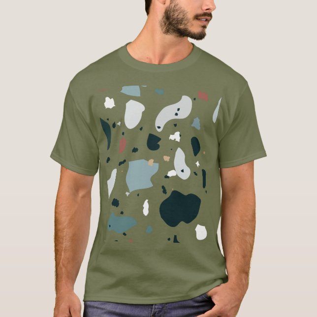 Modern Terrazzo Pattern – Abstract Mid Century Sea T-Shirt (Front)