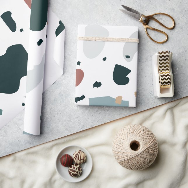 Modern Terrazzo Pattern – Abstract Mid Century Sea Wrapping Paper (Crafts)