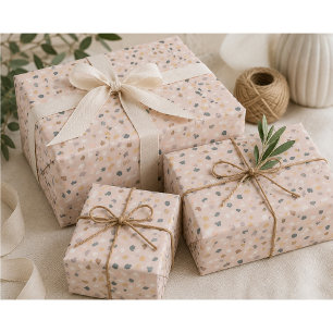 Modern Terrazzo Pattern Beige Wrapping Paper