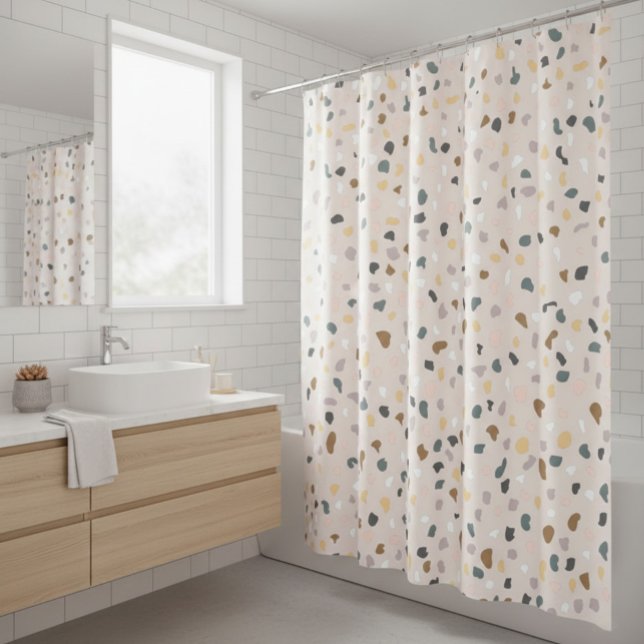 Modern Terrazzo Pattern Soft Neutral Shower Curtain (Creator Uploaded)