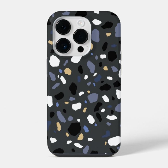 Modern Terrazzo Stone Texture Pattern iPhone Case (Back)