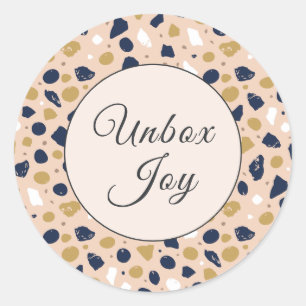 Modern Terrazzo Trendy "Unbox Joy" Classic Round Sticker