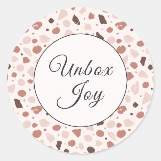 Modern Terrazzo | Trendy "Unbox Joy" Classic Round Sticker