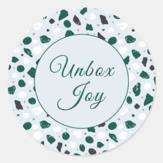 Modern Terrazzo | Trendy "Unbox Joy" Classic Round Sticker