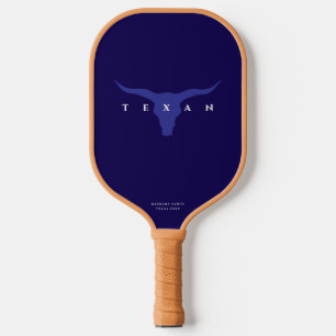 Modern Texas Dark Navy Blue Longhorn Pickleball Paddle