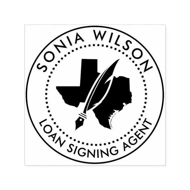 Modern Texas Notary Public Loan Signing Agent Self-inking Stamp (Design)