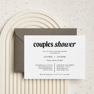 Modern Text Black and White Couples Shower Invitation