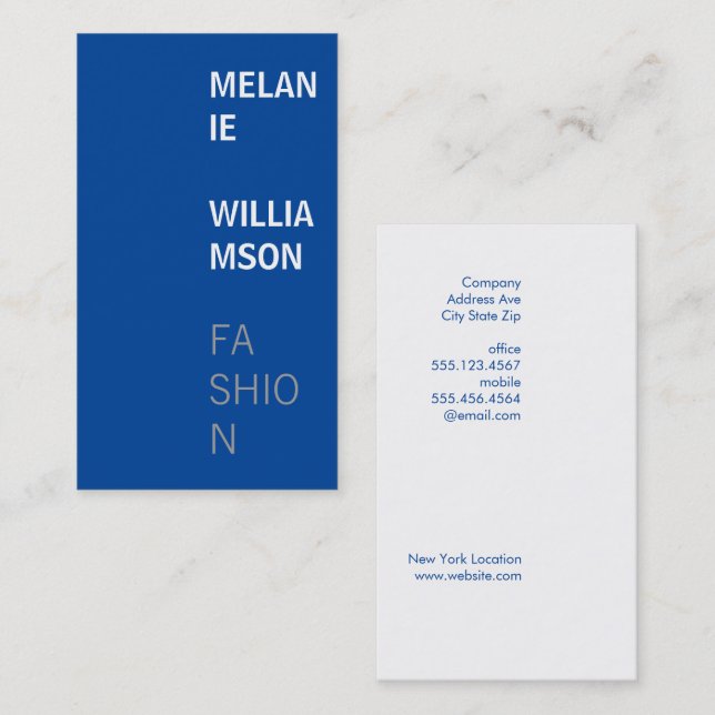Modern Text Design | Blue Business Card (Front/Back)