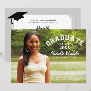 Modern Text Overlay Photo Graduation Invitation