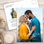 Modern Text Overlay Photo Save The Date Postcard<br><div class="desc">This 2 photo save the date postcard features modern script text which appears on the photo. The design offers 2 photos and custom text for all your details.</div>