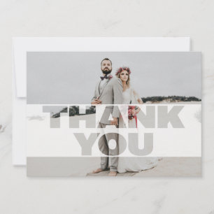 Modern Text Overlay Wedding Photo Thank You Card