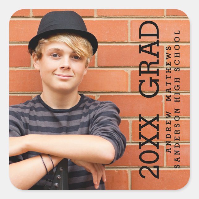 Modern Text | Photo Graduation Sticker (Front)