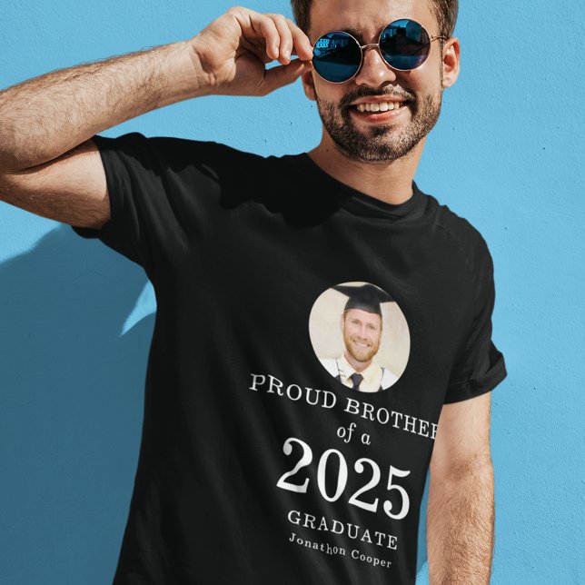 Modern Text Photo Proud Brother of 2025 Graduate T-Shirt (Creator Uploaded)