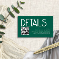 Modern Text QR Code Emerald Wedding Details