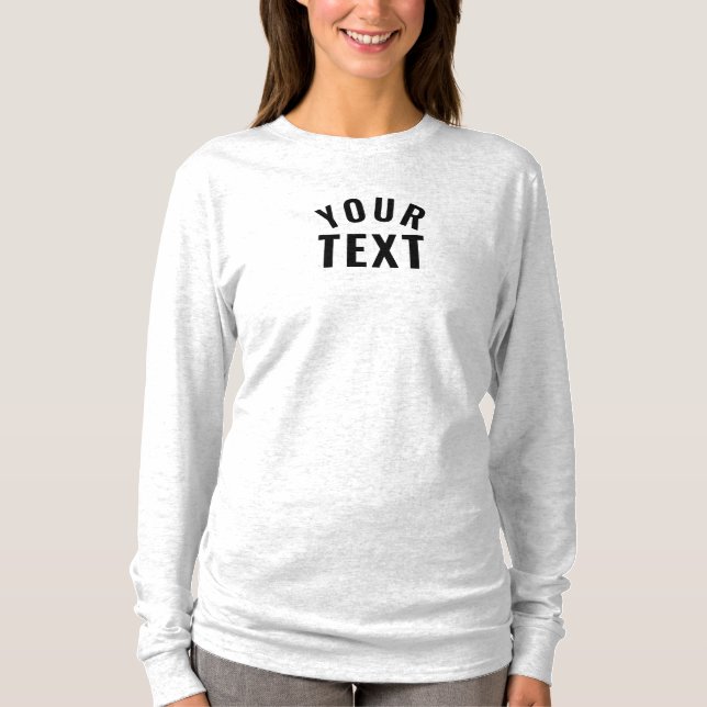 Modern Text Template Womens Long Sleeve Ash Grey T-Shirt (Front)