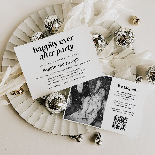 Modern Text | Wedding Happily Ever After Party Invitation (Creator Uploaded)