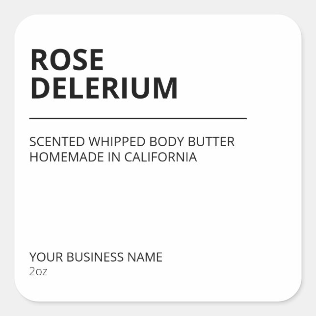 Modern Text White Whipped Body Butter Labels (Front)