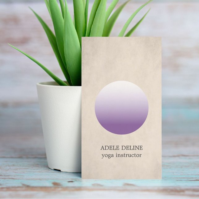 Modern Texture Beige Purple Circle Yoga Instructor Business Card (Creator Uploaded)