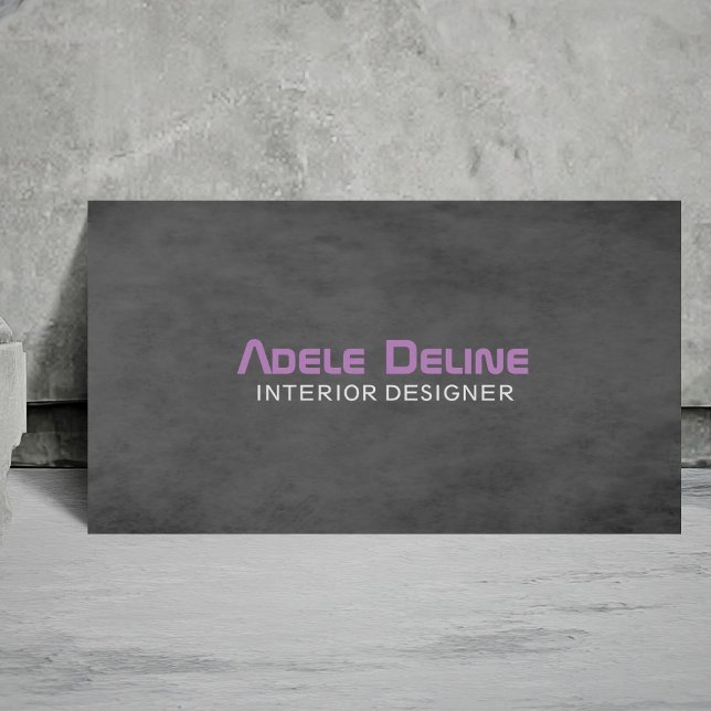 Modern Texture Dark Grey Purple Interior Designer Business Card (Creator Uploaded)