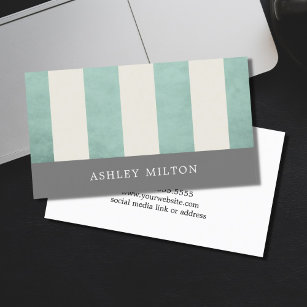 Modern Texture Green Grey Striped Consultant Business Card