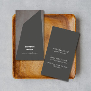 Modern Texture Stone Dark Grey Construction Business Card