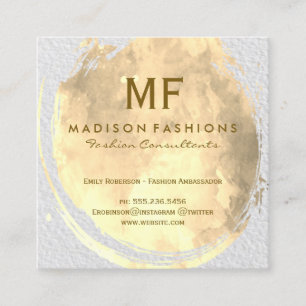 Modern Texture Watercolor Brushed with Monogram Square Business Card