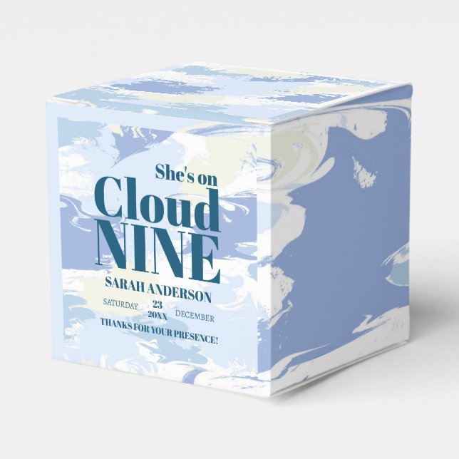 Modern Textured Cloud Nine Bridal Shower Chic Favour Box (Front Side)