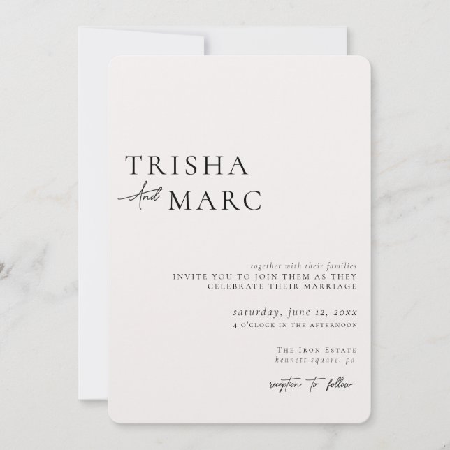 Modern Textured Cream Wedding  Invitation (Front)