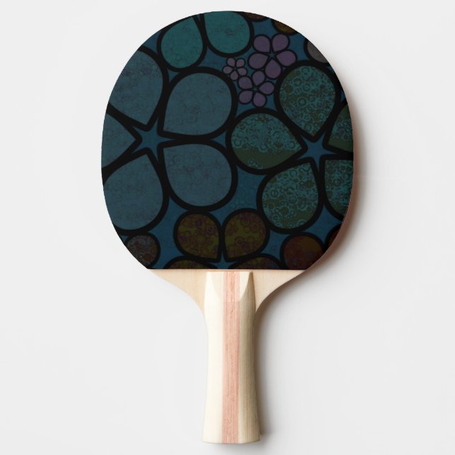 Modern Textured Dark Floral Ping Pong Paddle (Front)