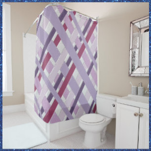 Modern Textured Mauve Striped Shower Curtain