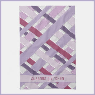 Modern Textured Mauve Striped  Tea Towel