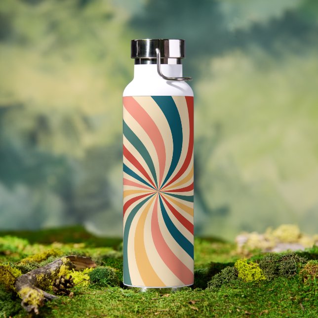 Modern Textured Retro Patterned Colourful Water Bottle (Outdoor)