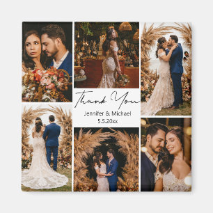 modern thank you 6 photos collage wedding magnet
