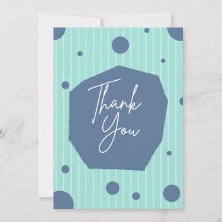 Modern Thank You Aqua and Textured Lines Holiday Card